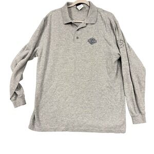 Vintage Harley-Davidson Polo Shirt Mens Large Gray Long Sleeve Quantico VA 2000s